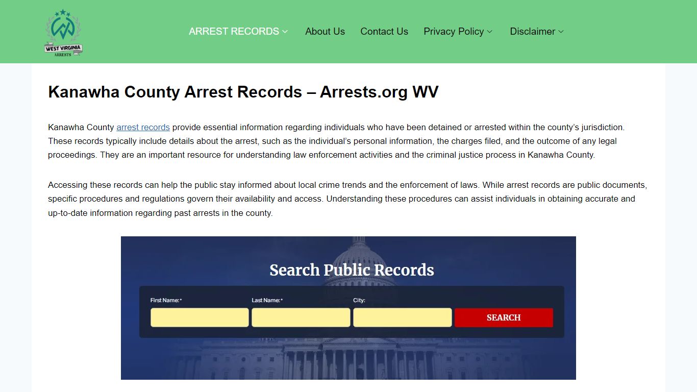 Kanawha County Arrest Records - Arrests.org WV